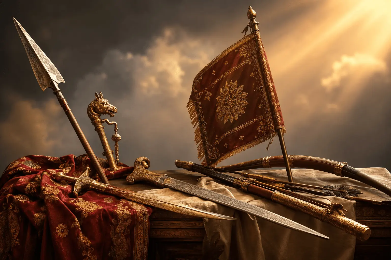 Dream of Receiving Weapons Spear, Sword, Bow, Goad & Banner Dream of Receiving Weapons Spear, Sword, Bow, Goad & Banner