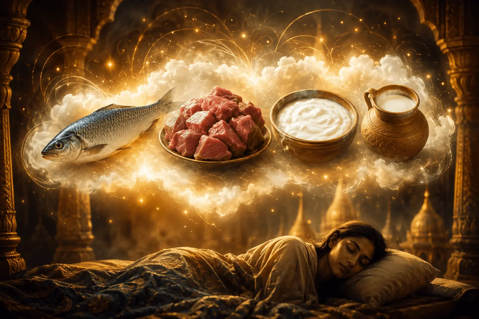 Dreaming of Receiving Fish, Meat, Curd, or Milk Dreaming of Receiving Fish, Meat, Curd, or Milk